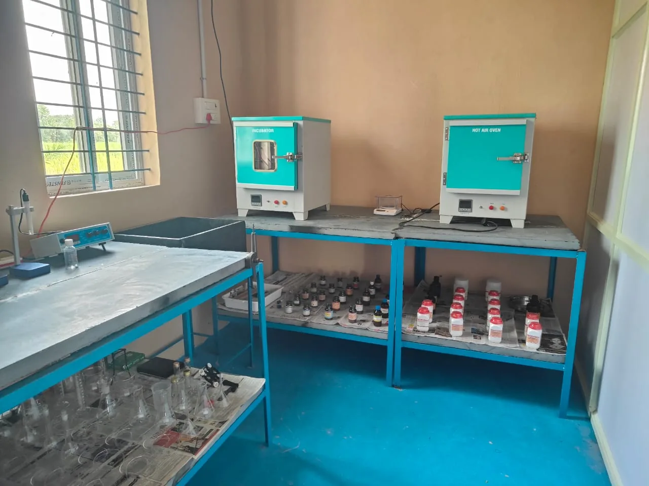 Water testing laboratory with incubator and hot air oven